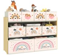 AIYAPLAY 3-Tier Toy Organiser Shelf with 9 Storage Boxes for Bedroom Yellow - Yellow - 93L x 30W x 70Hcm