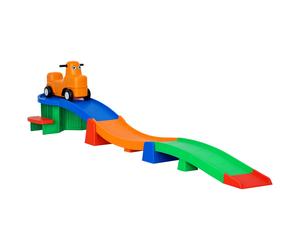 AIYAPLAY 3m Up and Down Roller Coaster for Kids, 4 Pcs Toddler Roller Coaster Ride-on w/ Non-slip Steps, Sliding Car w/ Handles, Gift for Aged 2-5