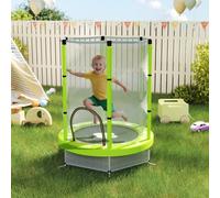 AIYAPLAY 4.6ft Kids Trampoline with Safety Enclosure Net, Recreational Toddler Trampoline for Indoor Outdoor Use, Ages 3-6 Years, Cloud Pattern - Green