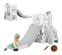 AIYAPLAY 4 In 1 Kids Slide For Indoor Use - For Toddlers 1-3 Years - Grey | TJ Hughes