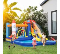 AIYAPLAY Bouncy Castle for Children with Water Slide, Splashing Pool, Water Gun, Jumping Area, 5 in 1 Inflatable Bounce House with 550W High Power Blower, for Outdoor Indoor, 360 x 250 x 195 cm