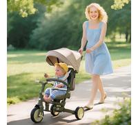 AIYAPLAY 5 in 1 Kids Trike with Adjustable Backrest, Foldable Baby Trike in Dark Green AIYAPLAY Dark Green