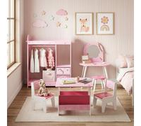 Aiyaplay 5-Piece Kids Bedroom Set With Rounded Edges For Nursery, Pink