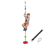 AIYAPLAY 6.2ft Climbing Rope, Kids Tree Swing Kit with Platforms and Disc Swings Seat, Obstacle Course Kids with Strap and Carabiner for Garden Playground, Red