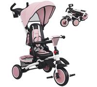 AIYAPLAY 6 in 1 Foldable Kids Trike with Adjustable Parent Handle & Canopy for Ages 1-5, Pink