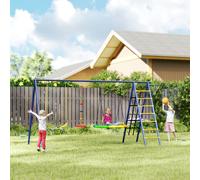 AIYAPLAY 6 in 1 Kids Swing Set with 3 Swings, Climbing Net and Ladder