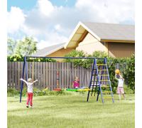 AIYAPLAY 6 in 1 Kids Swing Set with 3 Swings, Climbing Net & Ladder AIYAPLAY Multicolor