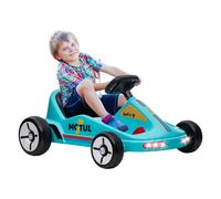 AIYAPLAY Kids 6V Electric Ride-On Go Kart with Lights and Music - Blue, Blue