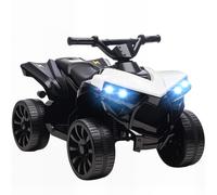 AIYAPLAY 6V Kids ATV, 4 Wheeler Electric Ride on Car with Music and LED Headlights, for Ages 18-56 Months Boys and Girls, White