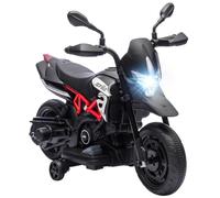 AIYAPLAY 6V Kids Electric Motorbike with Training Wheels, Headlight, Black | Ride on Motorcycle with Music, Horn, Forward & Backward, for Children 80-110 cm Tall, Ages 18 Months-4 Years