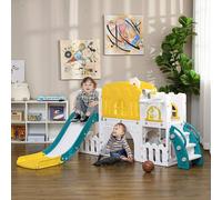 AIYAPLAY Kids Slide, 7 in 1 Toddler Slide for Indoor Use, with Basketball Hoop, Climber, Telescope, Tunnel, Steering Wheel, platform Aisle, Storage Basket, for Ages 1-3 Years, Yellow