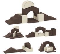 AIYAPLAY 7 Piece Kids Soft Play Set with Detachable Cover, Baby Indoor Climb and Crawl Foam Toy for Toddlers, Preschoolers, Brown