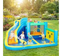 AIYAPLAY 8 in 1 Bouncy Castle for Kids, Inflatable Bounce House with Slide - Light blue, orange, deep blue, green, yellow - Bouncy Castle - 350 x 320 x 190 cm