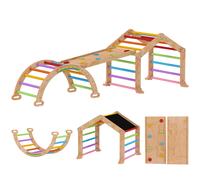 AIYAPLAY 9 in 1 Toddler Climbing Frame with Ramp, Slide, Arch, Ladder, Blackboard for 18-48 Months