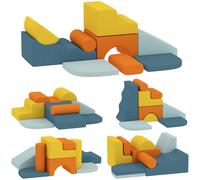 AIYAPLAY 9-Piece Soft Play Set, Kids Soft Play Foam Blocks with Detachable Cover for Climbing and Crawling