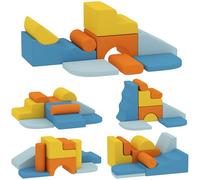 AIYAPLAY 9-Piece Soft Play Set, Toddler Climb and Crawl Foam Blocks with Detachable Cover, Indoor Kids Soft Play Equipment for Sensory Motor Skills, Multicoloured