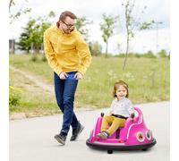 AIYAPLAY 12V Kids Bumper Car, Angry Bird Licensed 360° Children Electric Waltzer Car with Joysticks, Remote Control, Music USB LED Lights, for 3-5 Years Old, Pink