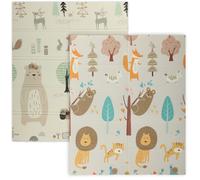 AIYAPLAY Animal-Themed Baby Plat Mat Double Sided, Foldable, Water-Resistant for Outdoor/Indoor, 177 x 146 x 1.5cm