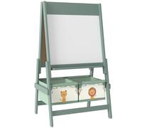 AIYAPLAY Art Easel for Kids, Double-Sided Whiteboard/Blackboard with Paper Roll, Two Storage Boxes, for Ages 3-8 Years, Green