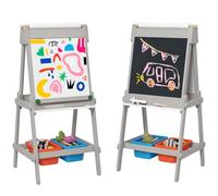 AIYAPLAY Art Easel for Kids with Paper Roll Double Sided with Chalk Board and White Board, none
