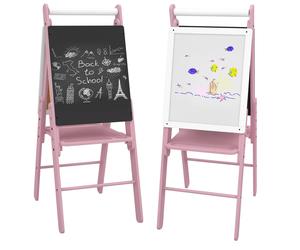AIYAPLAY Art Easel for Kids with Paper Roll, Height Adjustable Double-Sided Whiteboard Chalkboard, 3 in 1 Easel, for Ages 3-6 Years