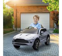 AIYAPLAY 12V Kids Electric Car, Aston Martin DBX Licensed Kids Ride on Car with Remote Control, 4 Suspension Wheels, LED Lights, Music, Horn, Slow Start, for Ages 3-6 Years, Grey