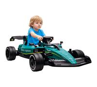 AIYAPLAY Kids 12V Electric Racing Go Kart with Shock-Absorbing Wheels and Bluetooth - Green, Green