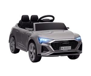 AIYAPLAY Audi Q8 E-tron Licensed Electric Car for Kids 12V Ages 3-4 Grey | Battery Powered Ride on Car with Remote Control, Four-Wheel Suspension, Soft Start, Headlights, Music, Horn