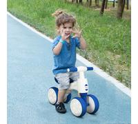 AIYAPLAY Baby Balance Bike, Lightweight First Training Bike, with Anti-Slip Handlebars, Four Wheels, No Pedals, for Ages 18-36 Months - Blue