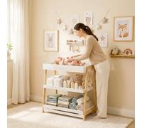 AIYAPLAY Baby Changing Table with 2 Storage Shelves White