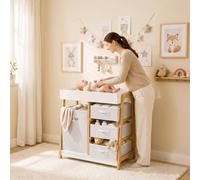 AIYAPLAY Baby Changing Table with 3 Drawers for Newborn & Infant White