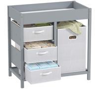 AIYAPLAY Baby Changing Table with 4 Drawers, Nursery Diaper Baby Changing Unit for 0-12 Months (max. 11kg), with Mat, Infant Care Station for Bedroom Nursery, Grey