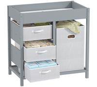 AIYAPLAY Baby Changing Table with 4 Drawers, Nursery Diaper Baby Changing Unit for 0-12 Months (max. 11kg), with Mat, Infant Care Station for Bedroom Nursery, Grey Grey