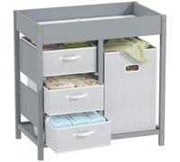 AIYAPLAY Baby Changing Table with 4 Drawers, Nursery Diaper Baby Changing Unit for 0-12 Months (max. 11kg), with Mat, Infant Care Station for Bedroom Nursery, Grey