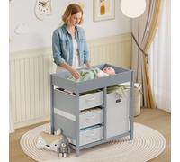AIYAPLAY Baby Changing Unit with 4 Drawers, Diaper Changing Table in Grey AIYAPLAY Grey
