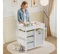 Aiyaplay Baby Changing Unit With 4 Drawers, Diaper Changing Table, White