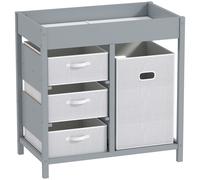 AIYAPLAY Baby Changing Unit with 4 Storage Drawers, Mat for Bedroom Nursery, 84 x 84.5 cm, Grey