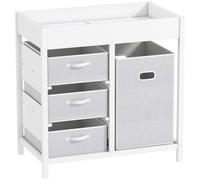 AIYAPLAY Baby Changing Unit with 4 Storage Drawers, Mat for Bedroom Nursery, 84 x 84.5 cm, White