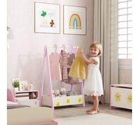 AIYAPLAY Baby Clothing Rack, Kids Clothes Rail, Leaf Theme Toddler Dress Up Rail with Hangers, Storage Shelf for Ages 3-6 Pink