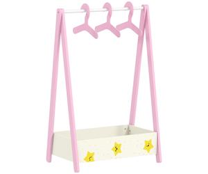 AIYAPLAY Baby Clothing Rack with Hangers, Storage Shelf for Bedroom, Star Theme, for Ages 3-6, Pink