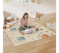 AIYAPLAY Baby Play Mat Double Sided, Foldable & Reversible Activity Playmat, Waterproof Kids Foam Crawling Mat for Outdoor Indoor Playtime Picnics, 177 x 146 x 1.5cm, Astronaut & Planet Theme