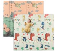 AIYAPLAY Baby Play Mat Double Sided, Foldable & Reversible Activity Playmat, Waterproof Kids Foam Crawling Mat for Outdoor Indoor Playtime Picnics, 196 x 176 x 1.5cm, Dinosaur Theme