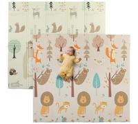 AIYAPLAY Baby Play Mat Double Sided, Foldable & Reversible Activity Playmat, Waterproof Kids Foam Crawling Mat for Outdoor Indoor Playtime Picnics, 196 x 176 x 1.5cm, Animal Theme