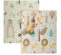 AIYAPLAY Baby Play Mat Double Sided, Foldable & Reversible Activity Playmat, Waterproof Kids Foam Crawling Mat for Outdoor Indoor Playtime Picnics, 177 x 146 x 1.5cm, Animal Theme