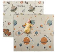 AIYAPLAY Baby Play Mat Double Sided, Foldable & Reversible Activity Playmat, Waterproof Kids Foam Crawling Mat for Outdoor Indoor Playtime Picnics, 196 x 176 x 1.5cm, Astronaut & Planet Theme