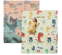 AIYAPLAY Baby Play Mat Double Sided, Foldable & Reversible Activity Playmat, Waterproof Kids Foam Crawling Mat for Outdoor Indoor Playtime Picnics, 177 x 146 x 1.5cm, Dinosaur Theme