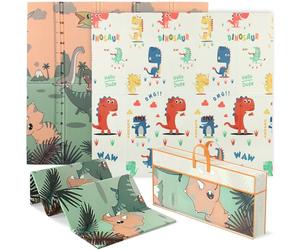 AIYAPLAY Baby Play Mat Double Sided, Foldable & Reversible Activity Playmat, Waterproof Kids Foam Crawling Mat for Outdoor Indoor Playtime Picnics, 196 x 176 x 1.5cm, Dinosaur Theme