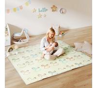 AIYAPLAY Double-Sided Foldable Baby Mat, Water-Resistant Large Foam Mat, Reversible Floor Mat for Toddlers, for Bedrooms, Nurseries, Playrooms, 200L x 180W cm, Traffic and Rocking Horse Theme