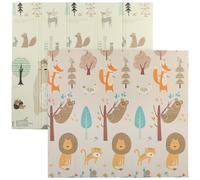 AIYAPLAY Baby Play Mat, Double Sideded Foldable Kids Crawling Mat, Reversible & Waterproof, Animal