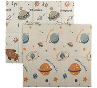 AIYAPLAY Baby Play Mat, Double Sideded Foldable Kids Crawling Mat, Reversible & Waterproof, Astronaut and Planet